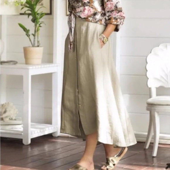 Soft Surroundings Neapolitan Linen Flax Tan Skirt Size Medium NWT - Picture 1 of 7